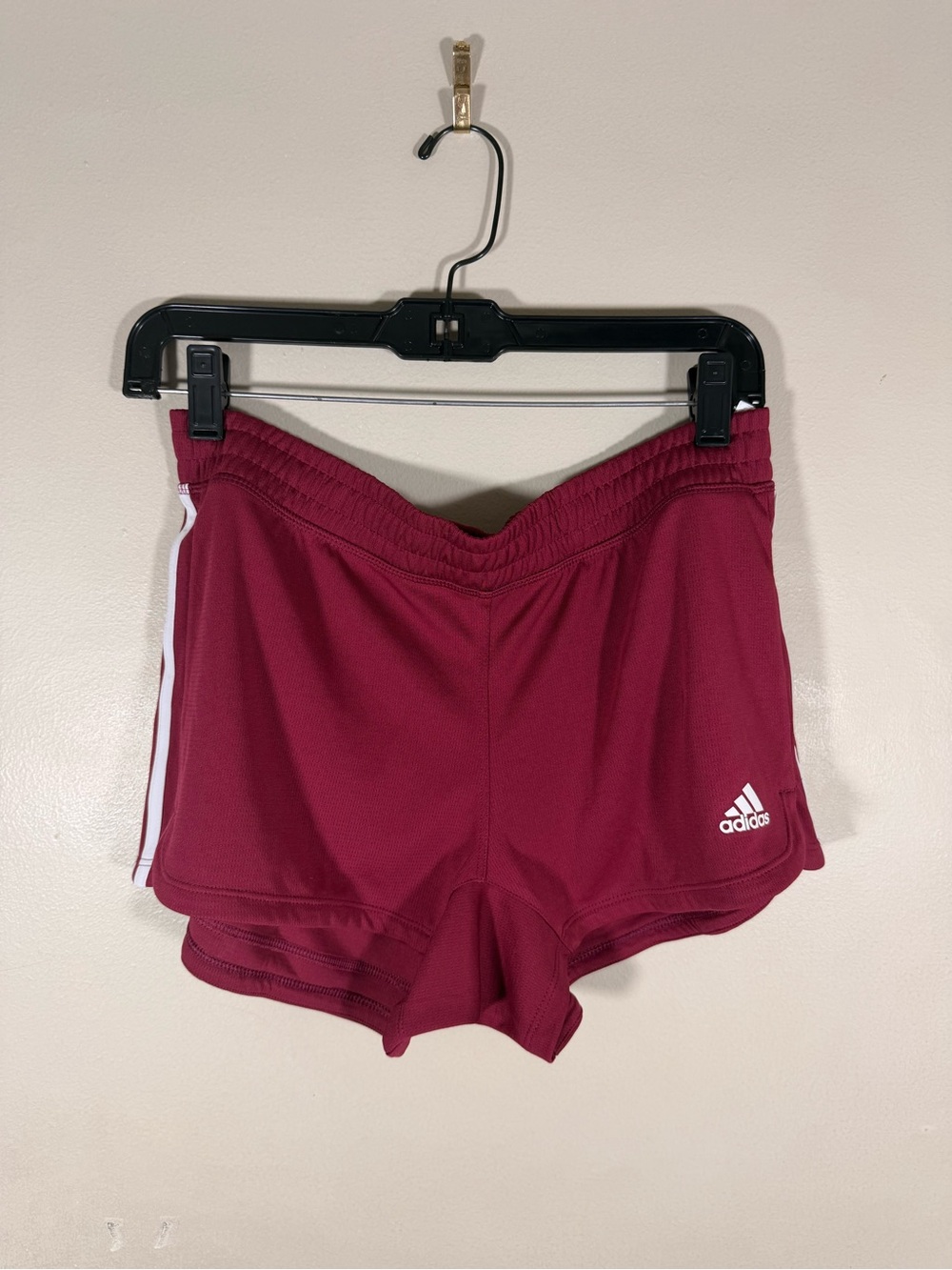 adidas Women's Wine Athletic Shorts with White Stripes